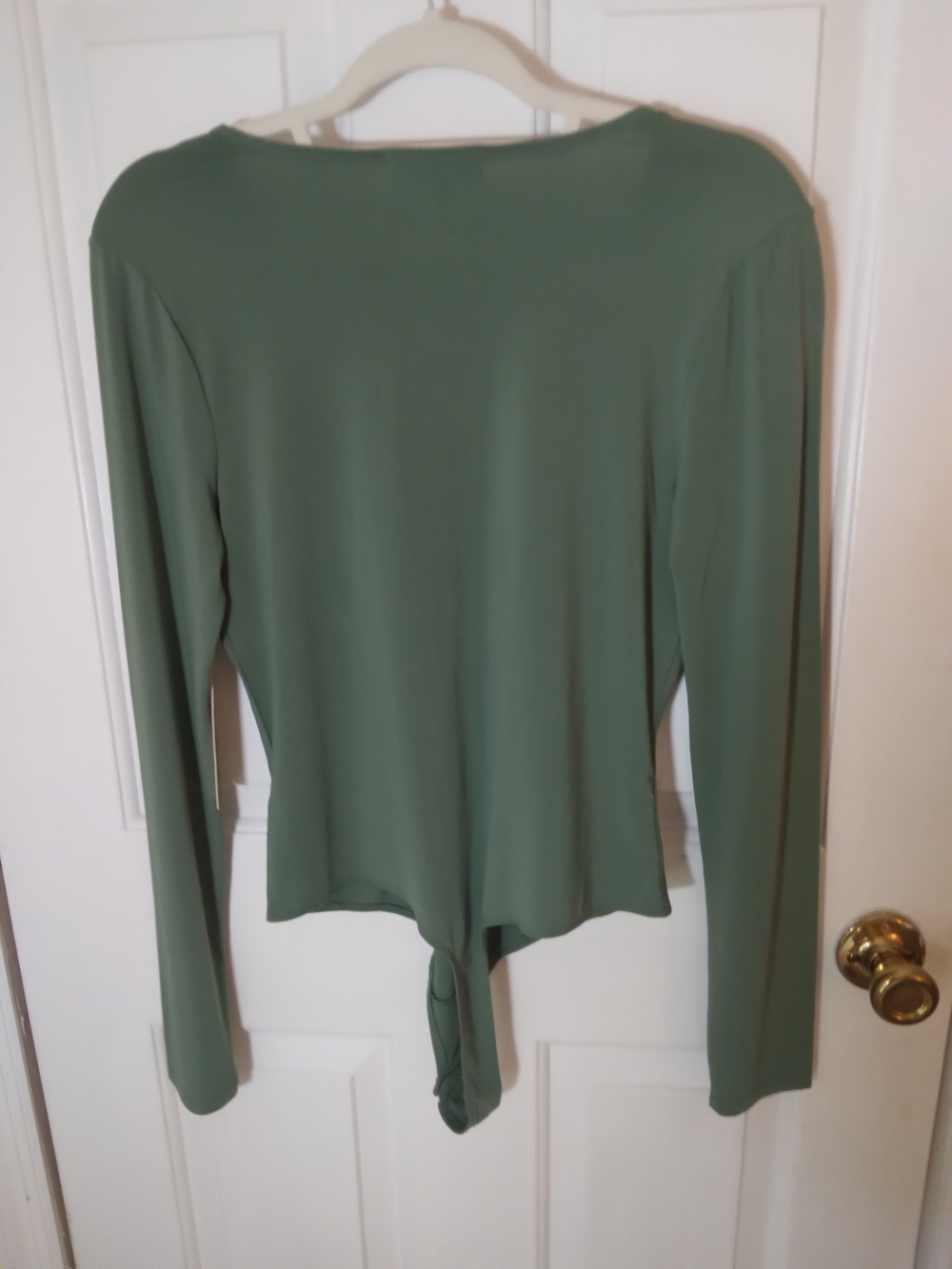 Almost Famous Sage Green V-Neck Long Sleeve Bodysuit - Picture 3 of 7